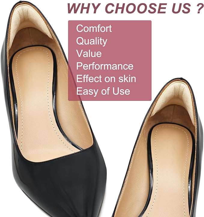 6 Pairs Comfowner Heel Cushion Pads, Comfort Shoe Grips Snugs for Big Shoes Loose Blisters and Pain, Protectors Liners Men Women