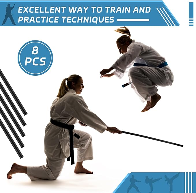 8 Pieces 23.6 Inches Foam Padded Escrima Sticks for Safe Practice Training Martial Arts and Karate with 4 Carry Bag Case