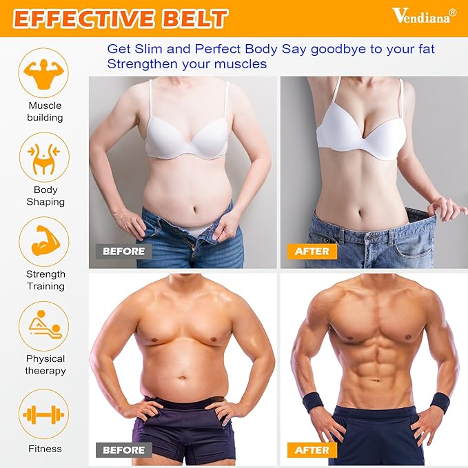 ABS Stimulator Muscle Toner Flex Fitness Belt for Waist Trimmers FDA Cleared AB Machine Abdominal Toning Ems (Blue, One Size)