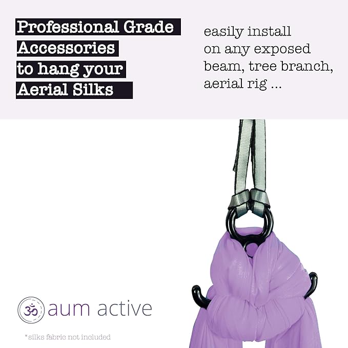 Aerial Silks Starter Kit - Durable 9 Yards of Aerial Yoga Hammock with Hardware & Guide - Aerial Swing for Acrobatic Flying Yoga & All Levels (Aerial Rigging Point Up to 13ft)