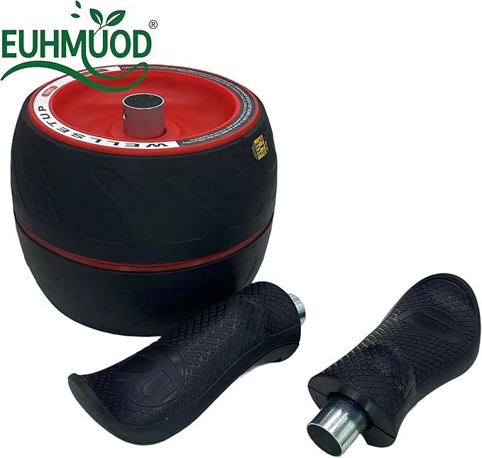 Ab Roller Wheel with Built-in Spring Resistance, Ergonomic Core Workout Equipment for Home Gym, Dual-Wheel Design & Non-Slip Grips - 300lb Capacity