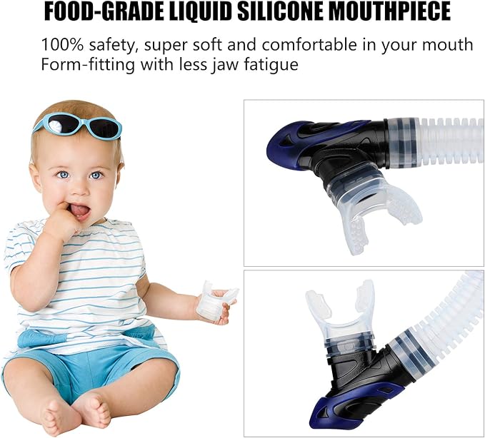 Aegend Dry Snorkel, Dive Mask Easy-Breath Free Diving Snorkel for Snorkeling Scuba Diving Freediving Swimming, with Top Dry Valve and Food-Grade Silicone Mouthpiece