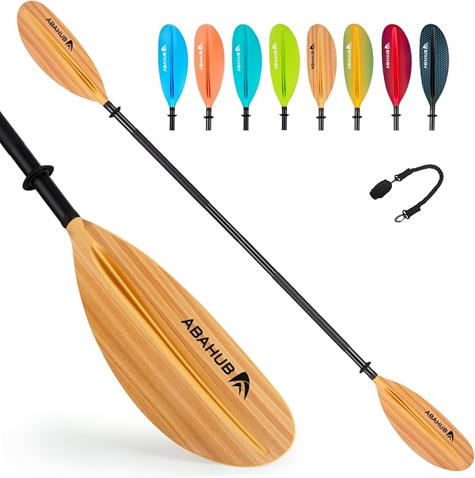 Abahub Kayak Paddle, 90.5 Inches Kayaking Oars for Boating, Canoeing with Free Paddle Leash, Aluminum Alloy Shaft Black/Blue/Green/Orange/Yellow Plastic Blades