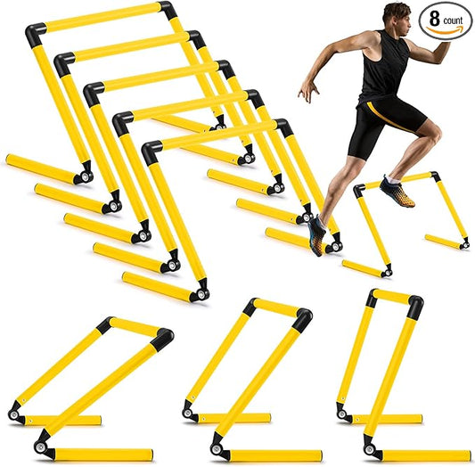 8 Pcs Adjustable Speed Training Hurdles 6" 9" 12" Speed Agility Hurdle Jumping Training Fitness Equipment Plyometric for Athletes Soccer Basketball Track Field