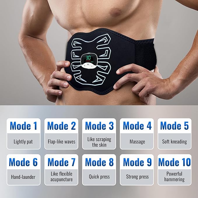 Abs Stimulator, EMS Muscle Stimulator for Gym Home Office, Abdominal Toning Belt Electric Ab Stimulator for Men Women