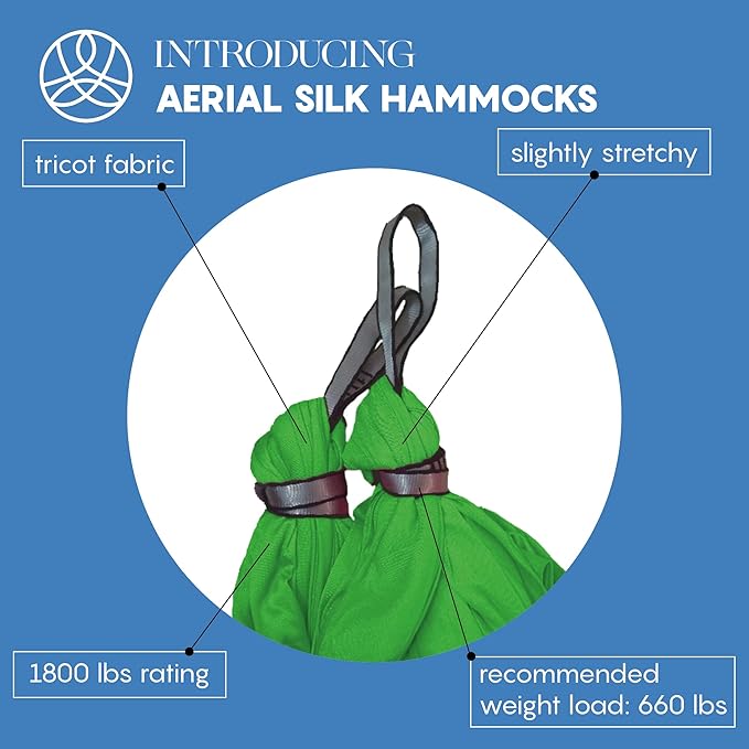 Aerial Silk Yoga Hammock & Swing for Home, Inversion Exercises, Starter Kit for All Levels - Durable with Extension Straps, Carabiners, and Pose Guide