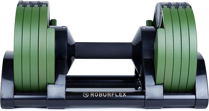 Adjustable Dumbbell (Single) by ROBURFLEX for Workout Strength Training Fitness Home Gym