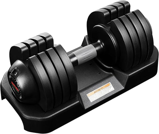 52LBS Single/Pair Adjustable Dumbbells Set Premium Rubber Coated Dumbbell Set with Secure Locking Mechanism for Safe & Customizable Strength Training