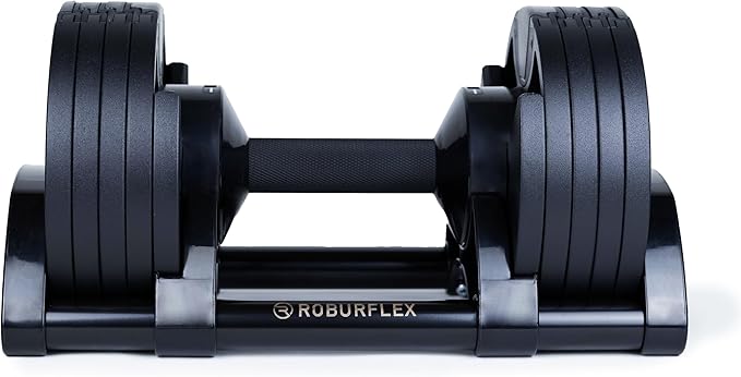 Adjustable Dumbbell (Single) by ROBURFLEX for Workout Strength Training Fitness Home Gym