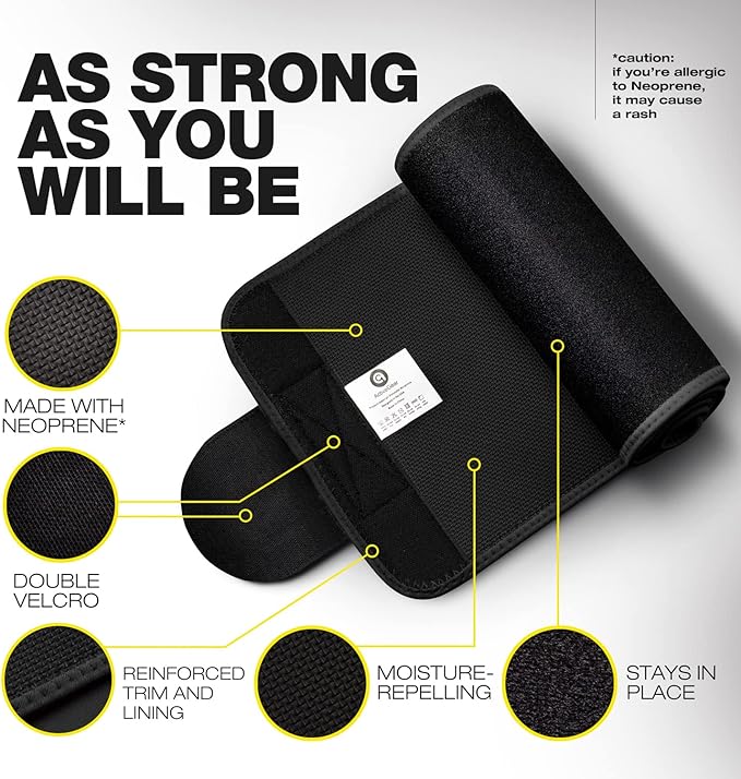 ActiveGear Premium Waist Trimmer & Trainer Belt for Men and Women - Sweat-Enhancing Slimming Wrap for Stomach, Adjustable Fit
