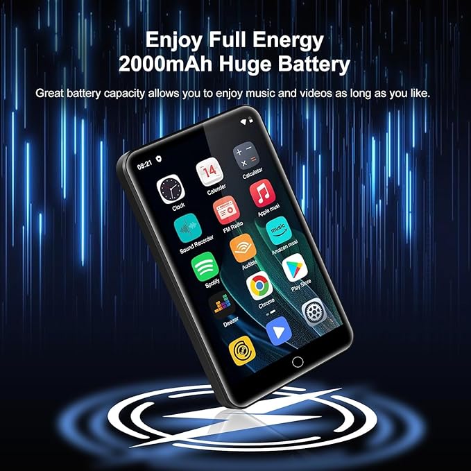 80GB MP3 Player with Bluetooth and WiFi, ZAQE 4" HD Full Touch Screen MP3 Player with Spotify, Amazon Music,YouTube,Pandora,Libby,Android MP4 Music Player for Kids (Black)