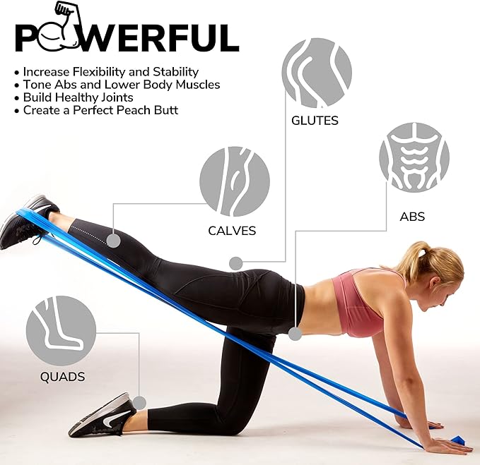 7Ft Long Resistance Bands for Stretching - Resistance Bands Set with Door Anchor - Exercise Bands Including Carry Pouch, E-Book & App - Latex-Free Workout Bands