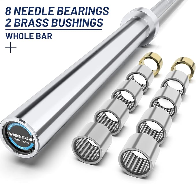 7ft Olympic Barbell Bar 45LB Load 1500lbs Capacity Available, for Gym Home Exercises, Weightlifting, Powerlifting for 2" Olympic Plates