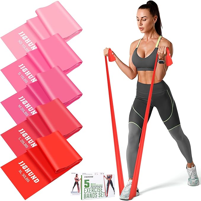 5 Pcs Resistance Bands, Professional Exercise Bands Elastic Stretch Bands for Fitness Yoga Pilates Stretching Strength Training, Workout Bands for Women and Men Home Gym