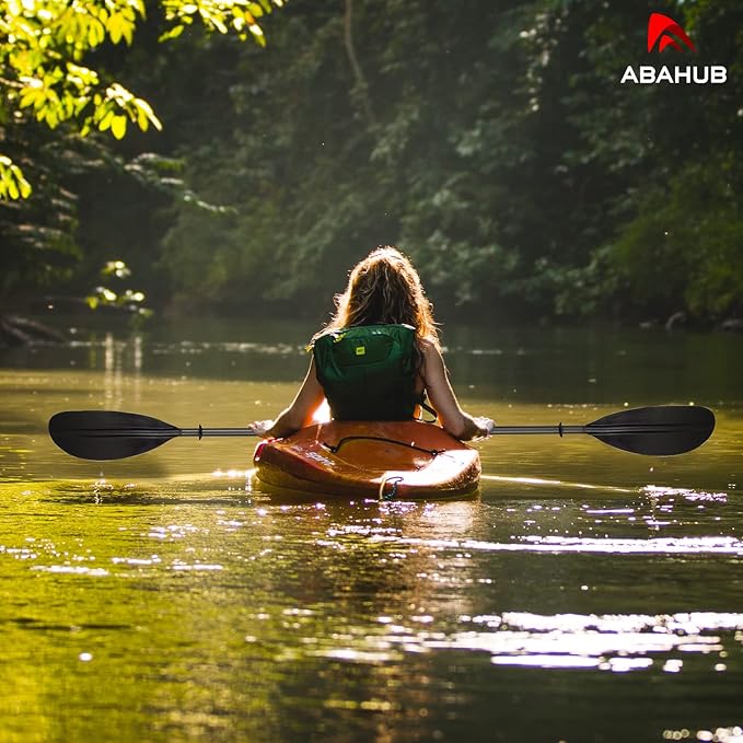 Abahub 1 x Carbon Kayak Paddles, 90.5 Inches Kayaking Oars for Boating, Canoeing with Free Paddle Leash, Carbon Fiber Shaft Black/Blue/Green/Orange/Yellow/White/Red Plastic Blades