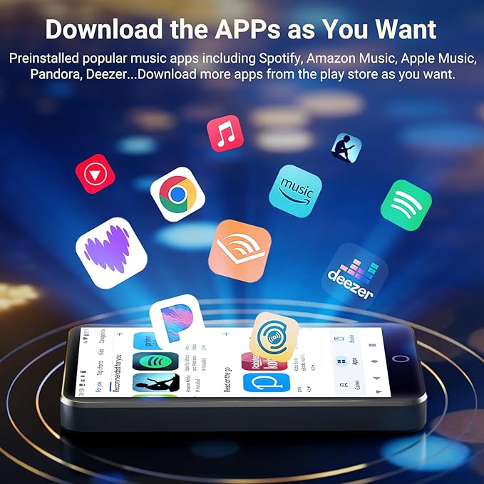 96GB MP3 Player with Bluetooth and WiFi, MECHEN Android 13 OS MP3 & MP4 Players with 4" Touchscreen and Speaker,Music Players with Spotify,Pandora, Audible, Amazon Music, Play Store