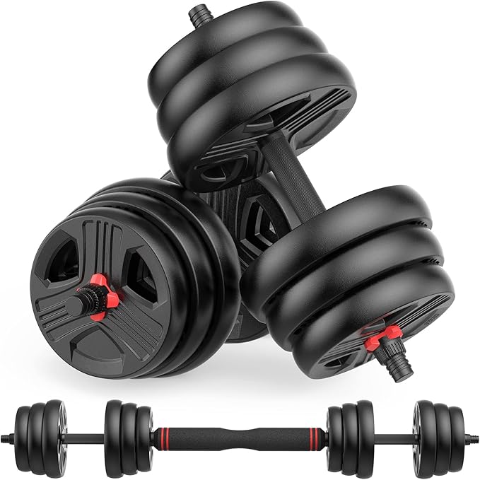 Adjustable Dumbbells, 20/30/40/55/60/70/80/90lbs Free Weight Set with Connector, 2 or 3 in 1 Dumbbells Used as Barbell, Kettlebells, Fitness Exercises for Home Gym Suitable for Men/Women