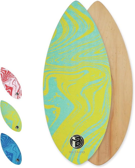41” Skipper Skimboard with High Gloss Coat Wooden Skim Boards for Beginners, Teenagers and Adults Beach Skimboard 3 Color Traction Pad to Choose