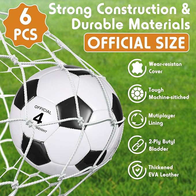 6 Pcs Operation Christmas Soccer Ball Bulk with Pump Needles, Size 3 4 5 Deflated Soccer Ball Gift for Youth Adult Game Training Practice Christian Charity Donation Supplies
