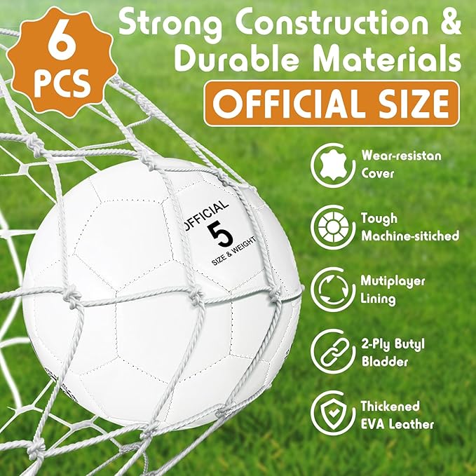 6 Pcs Operation Christmas Soccer Ball Bulk with Pump Needles, Size 3 4 5 Deflated Soccer Ball Gift for Youth Adult Game Training Practice Christian Charity Donation Supplies