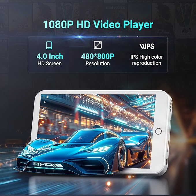 96GB MP3 Player with Bluetooth and WiFi, Android 13 MP3 MP4 Players with 4" Touchscreen and Speaker, 3GB RAM & 32GB ROM, Spotify Music Player with Audible, FM Radio, Amazon Music, Play Store