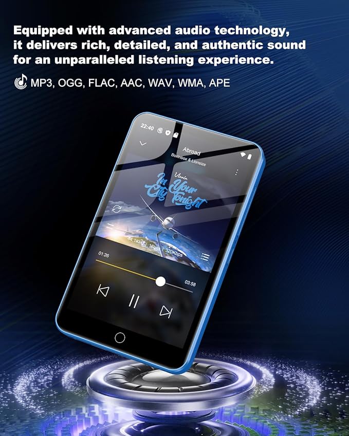 80GB MP3 Player with Bluetooth and WiFi, ZAQE 4" HD Full Touch Screen MP3 Player with Spotify, Amazon Music,YouTube,Pandora,Libby,Android MP4 Music Player for Kids