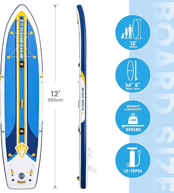 Tuxedo Sailor Kids Inflatable Paddle Board Lightweight and Safe Fishing Stand Up Paddle Board for Adults with Accessories