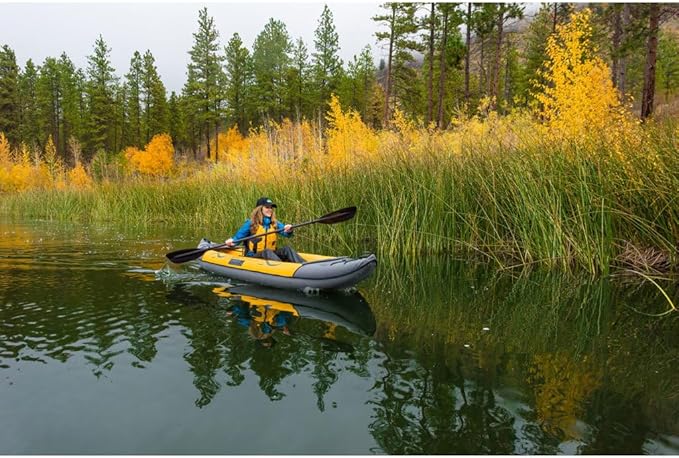 Advanced Elements - Island Voyage 2 Inflatable Kayak - Recreational Convertible Kayak - for 1 or 2 Person - 11 ft - Yellow