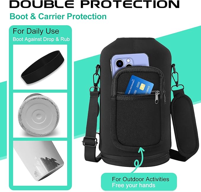 87/128 oz Insulated Water-Bottle with straw - Gallon Water Bottles with Phone Holder, Stainless Steel Water Jug with Strap & Auto Chug Lids, Gym Camping Sport Metal Flask w/Paracord Handle