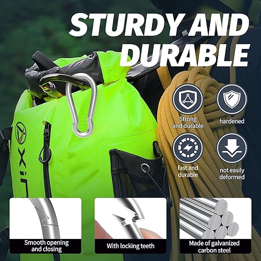 50PCS M4 Spring Snap Hook Carabiner, Heavy Duty Galvanized Steel Carabiner Clip, 110LBS Holding Capacity Spring Clips for Hammock Swing Outdoor Travel