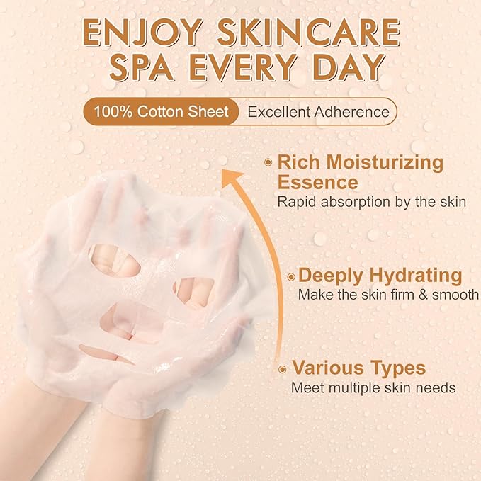 56 Pack Sheet Face Masks Skincare for Women, Hydrating Face Masks Suitable for Sensitive Skin, Bulk Facial Mask Gifts Set for Skin Care, Home Skincare Spa for All Skin Types