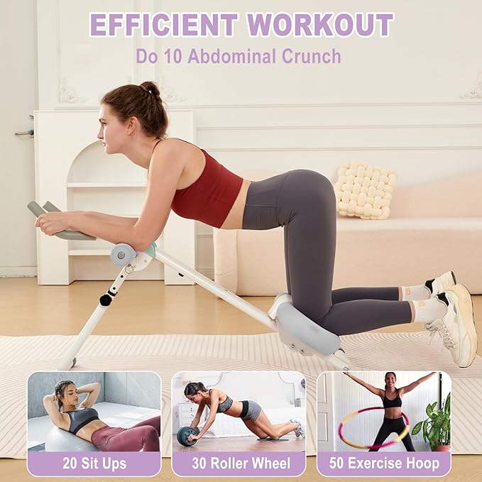 Ab Workout Equipment Abdominal Trainer, Adjustable Ab Machine at Home Gym, Foldable Abdominal Exercise Machine, Core & Ab Trainer Machine for Stomach Workout with LCD Monitor