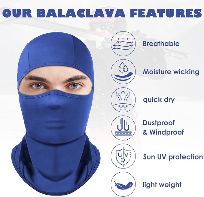 Achiou Balaclava Face Mask, Ski Mask for Men Women Football, Lightweight Sheisty, Ninja Shiesty Sun Hood UV Protector Cycling