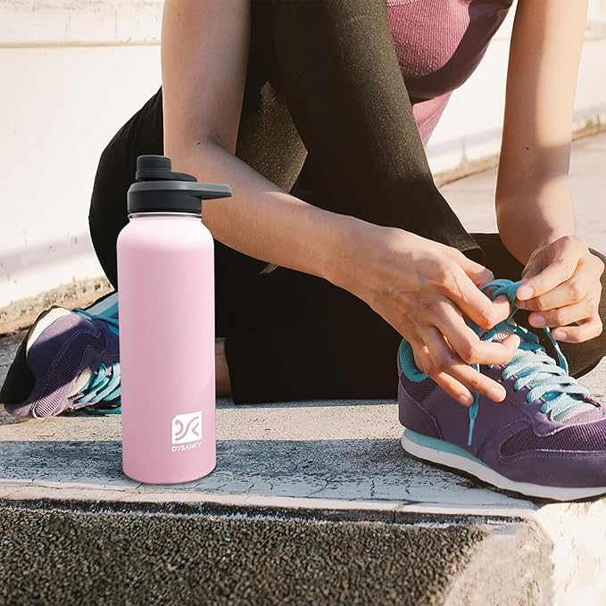 40 oz Insulated Water Bottle | Thickened Stainless Steel Vacuum Metal | Portable Sports Water Jug for Gym and Hiking with Straw, Carrier Bag, Handle Strap | BPA-Free 40 oz, Black