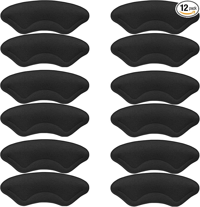 6 Pairs Heel Cushion Pads for Shoes Too Big, Shoe Grips Liners Heel Protectors for Loose Shoes, Heel Pain, Blisters and Rubbing, Anti Slip Shoe Filler Make Shoes Fit Tighter(Black)