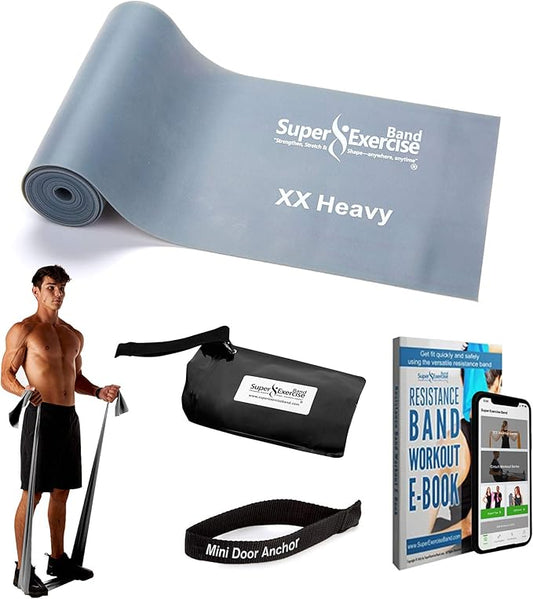 7Ft Long Resistance Bands for Stretching - Resistance Bands Set with Door Anchor - Exercise Bands Including Carry Pouch, E-Book & App - Latex-Free Workout Bands