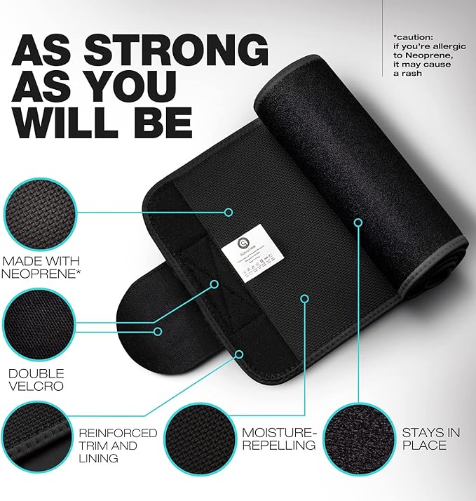 ActiveGear Premium Waist Trimmer & Trainer Belt for Men and Women - Sweat-Enhancing Slimming Wrap for Stomach, Adjustable Fit