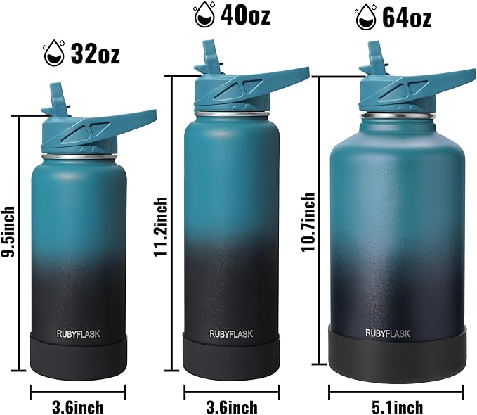 64oz Insulated Water Bottle with Straw, Half Gallon Stainless Steel Vacuum Water Jug, Large Thermal Water Bottle Flask with Leakproof 3 Lids for Travel, Camping, Gym Sports Cream