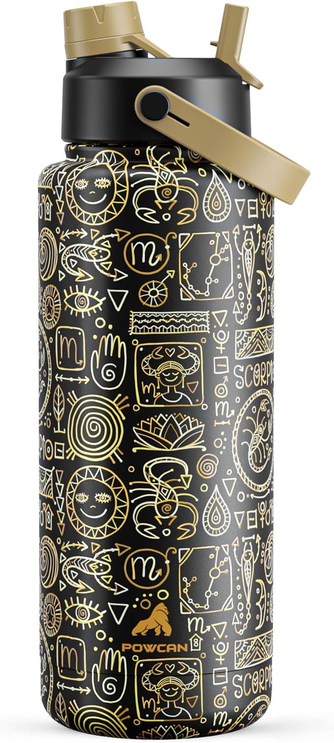 40 oz Insulated Water Bottle with 2-in-1 Straw and Spout Lid, Keep Cold 24H, Leak-Proof, BPA-Free, Double Wall Stainless Steel Water Bottle for Sports, Gym, Travel, and School (Mystic Glyph)