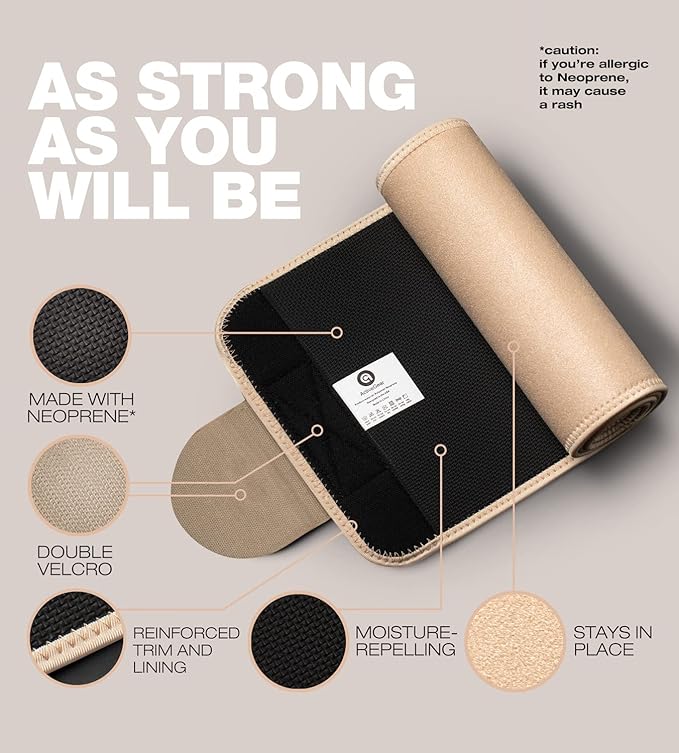 ActiveGear Premium Waist Trimmer & Trainer Belt for Men and Women - Sweat-Enhancing Slimming Wrap for Stomach, Adjustable Fit