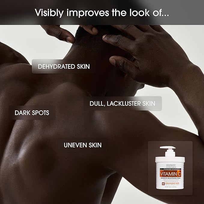 Advanced Clinicals Vitamin C Cream Visibly Brightening Body Lotion | Vitamin C Moisturizer Skin Care Body Cream For Women & Men Helps Visibly Improve Look Of Dark Spots & Uneven Skin Tone, 2-Pack