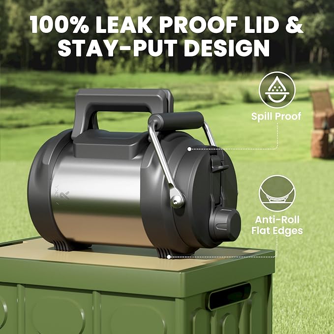 64 oz Insulated Water Bottle for Men: Meoky Triple Wall Vacuum Stainless Steel Half Gallon Water Jug - Top and Side Handles, 2-in-1 Straw and Spout Lid, Cold for 36 Hrs, Leak Proof for Sports (Silver)