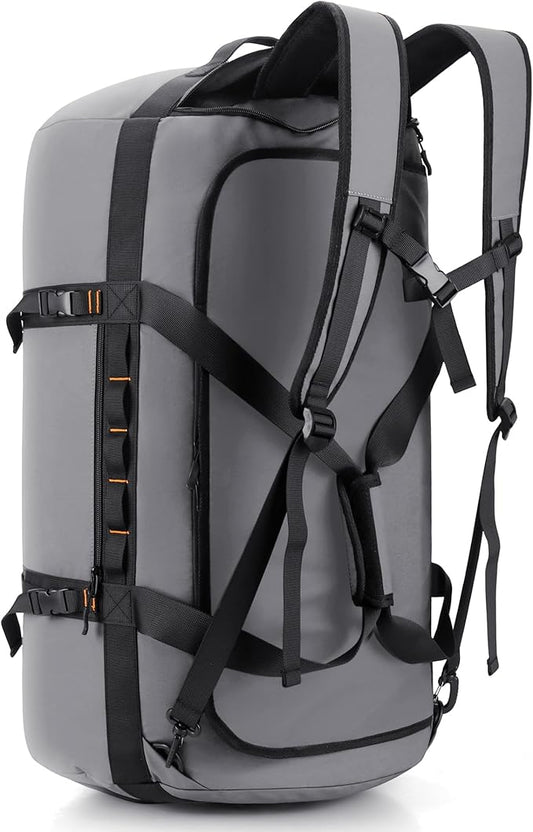 40L/60L/90L Large Waterproof Duffle Bag Backpack for Men, Mens Duffel Backpack Bags for Traveling, Heavy Duty (Grey, 90L)