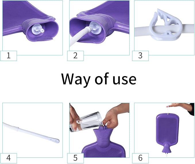 Abyclean Enema Bag Kit Rubber Anal Douche Vaginal Douche Enema Cleaner for Women’s or Man’s Health (Purple, 2L)