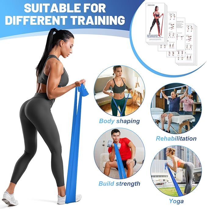 5 Pcs Resistance Bands, Professional Exercise Bands Elastic Stretch Bands for Fitness Yoga Pilates Stretching Strength Training, Workout Bands for Women and Men Home Gym