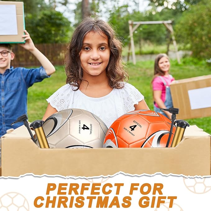 6 Pcs Operation Christmas Soccer Ball Bulk with Pump Needles, Size 3 4 5 Deflated Soccer Ball Gift for Youth Adult Game Training Practice Christian Charity Donation Supplies