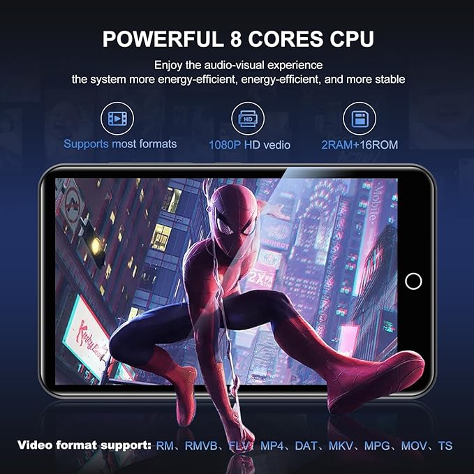 80GB MP3 Player with Bluetooth and WiFi, ZAQE 4" HD Full Touch Screen MP3 Player with Spotify, Amazon Music,YouTube,Pandora,Libby,Android MP4 Music Player for Kids (Black)