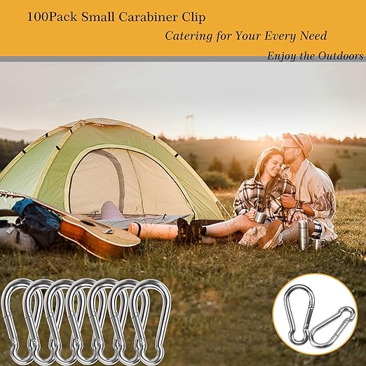 60 Pcs Carabiner Clip Spring Snap Hook, M8 3 Inch Heavy Duty Galvanized Steel Spring Snap Hook, Quick Link Keychain Clip for Keys Swing Set Camping Fishing Hiking Traveling(550 lbs Capacity)