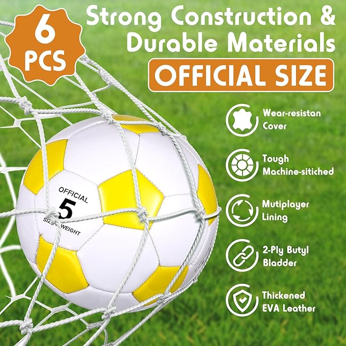 6 Pcs Operation Christmas Soccer Ball Bulk with Pump Needles, Size 3 4 5 Deflated Soccer Ball Gift for Youth Adult Game Training Practice Christian Charity Donation Supplies