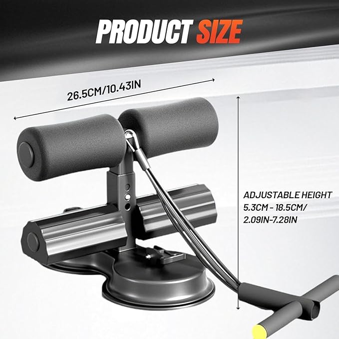 Ab dominal training aid, double suction cup trainer, three-level height adjustment, multifunctional adjustable abdominal trainer with drawstring, suitable for home fitness